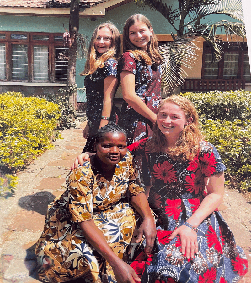 Volunteers at Wasso Hospital wearing locally made dresses
