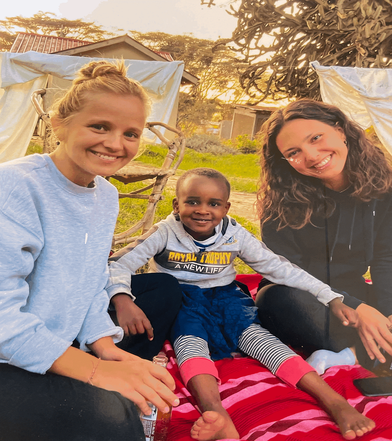 Volunteers spending time with the local community